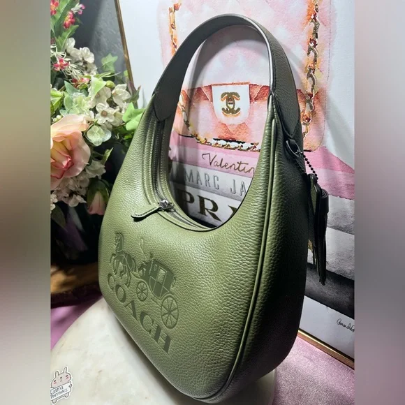 Coach Carmen Shoulder BagForest Green Leather Hobo Bag NWOT - Picture 11 of 14